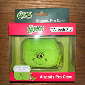 NIB Dr. Seuss The Grinch Fuzzy Green Apple AirPods Pro Earbud Storage Case